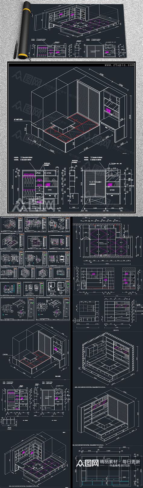 全屋定制榻榻米设计cad素材模板下载 编号857020 众图网