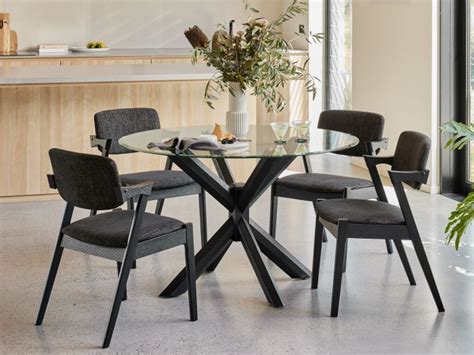 Bella 5PCE Round Glass Dining Set Black B2C Furniture