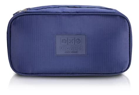 Bolsa Necessaire Organizador Porta Lingerie Viagem Azul Parcelamento Sem Juros