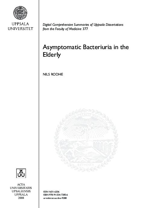 (PDF) Asymptomatic Bacteriuria in the Elderly | Nils Rodhe - Academia.edu