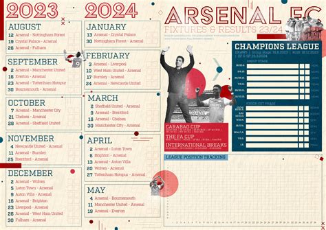 Downloadable Arsenal fixtures for 23/24 season – Never miss a match!