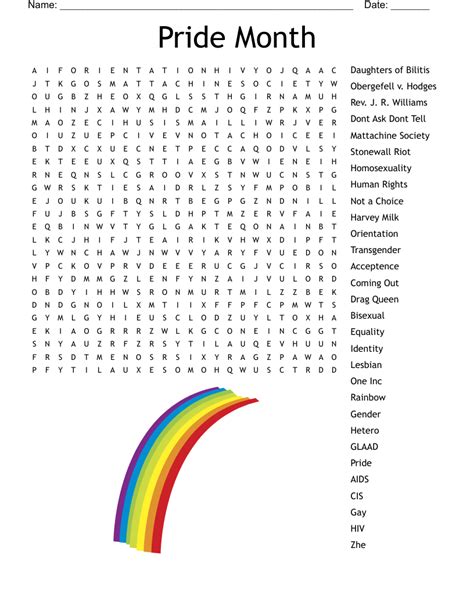 Lgbt Pride Word Search Wordmint