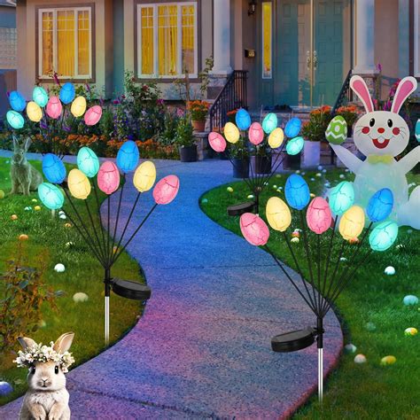 Pack Solar Easter Egg Lights Colorful Garden Swaying Firefly Lights