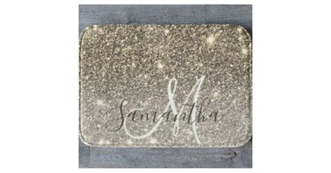 Modern Gold Glitter Sparkles Personalized Name Bath Mat Zazzle