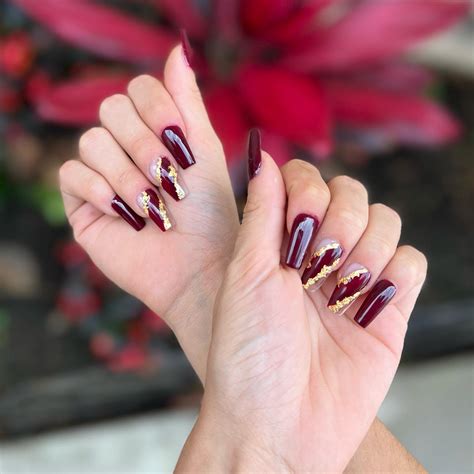 Elegant Rose Gold Burgundy Nails For Inspiration Nail Designs Daily