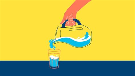 Verter Agua A Mano De Una Jarra En Un Vaso Vector Ilustraci N Colorida