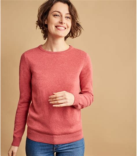 Raspberry Rose Womens Cashmere And Merino Crew Neck Knitted Jumper