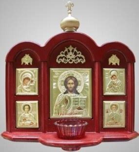 Купить Киот настенный с 5-ю иконами и лампадой, арт. 224436 в Москве