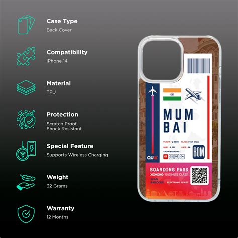 Buy QUIX Mumbai Boarding Pass TPU Back Cover For Apple IPhone 14