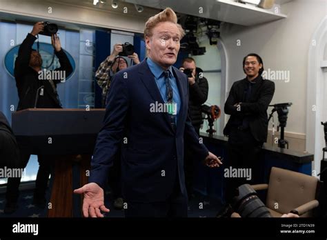 Us Comedian And Television Host Conan Obrien Speaks With Members Of