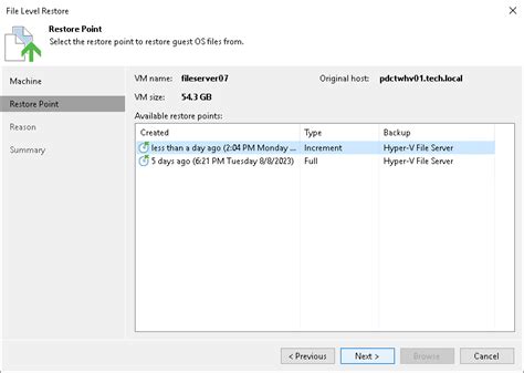 Step 3 Select Restore Point User Guide For Microsoft Hyper V