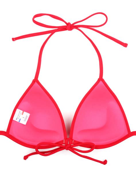 Relleciga Damen Bademode Bikini Top Push Up Triangel Oberteil Rot