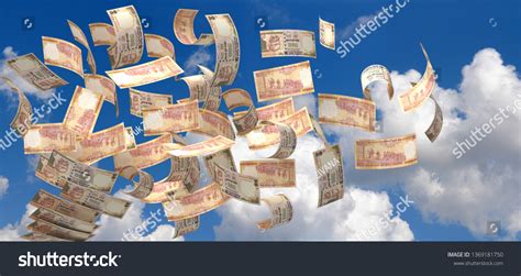 Flying Indian Rupee Isolated Clipping Path Stock Illustration