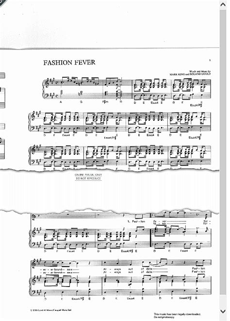 Fashion Fever Klavier Gesang And Gitarre Pdf Noten Von Level 42 In A