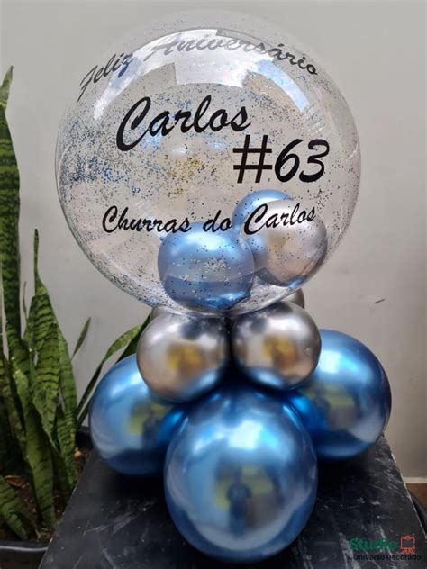 Balão Personalizado de Aniversário Azul Studio Universo Decorado