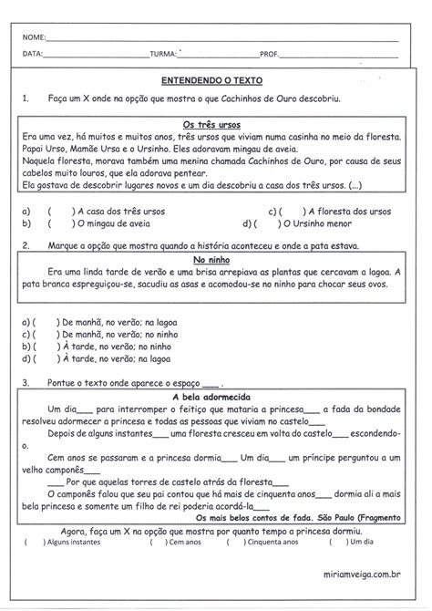 Exercícios De Interpretação De Texto Com Respostas