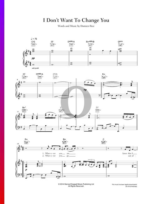 I Dont Want To Change You Damien Rice Piano Sheet Music Oktav