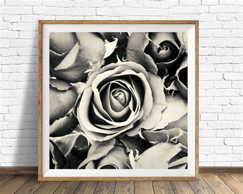 Floral Print Black And White Flower Prints Black And White Etsy