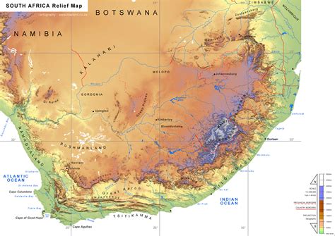 physical map  south africa  exploring geography  topography