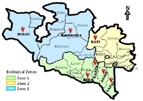 Map of Niger State and the surveyed areas. | Download Scientific Diagram