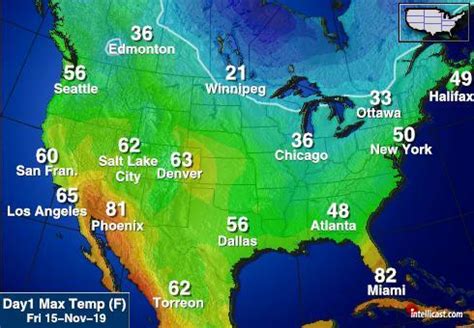 Temperature Map North America – Map Of The Usa With State Names