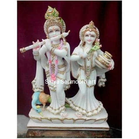 Eco Friendly White Marble Radha Krishna Jugal Jodi Statue At Best Price