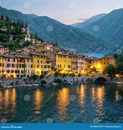 Varenna Town In Como Lake District Italian Traditional Lake Village