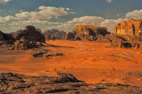 Wadi Rum Jordan Desert Sand Dunes And The Mountains Stock Photo