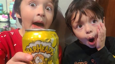 Trying The Warheads Sour Lemon Soda Reaction Warheads YouTube