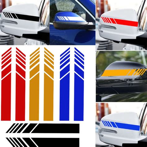 1 Pair 15.3x2cm Car Rearview Mirror Stripes Stickers DIY Decoration ...