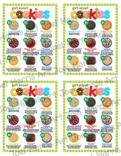 2020 Abc Girl Scout Lanyard Cookie Price List All Cookies 5 00 Etsy