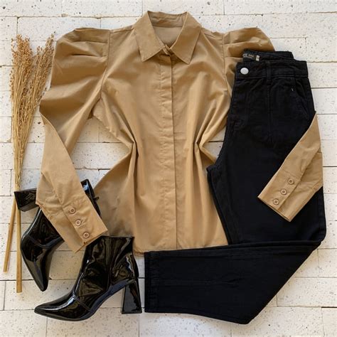 Camisa Tricoline Manga Princesa Luxo Nude Dondoca Moda Feminina