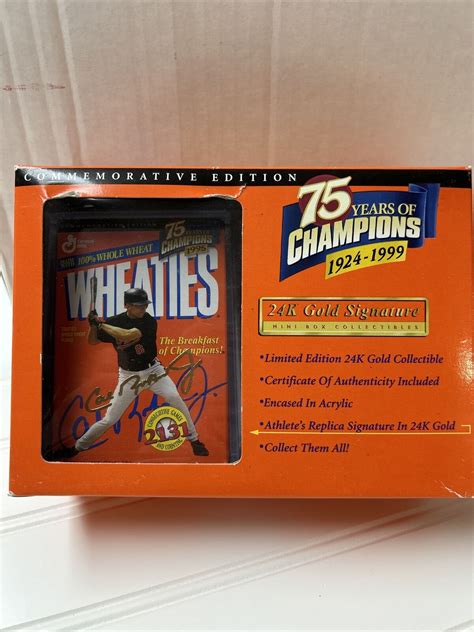 Wheaties Collectible Cereal Boxes Mini Cal Ripken Jrunopenbox 24k Gold Signed Ebay