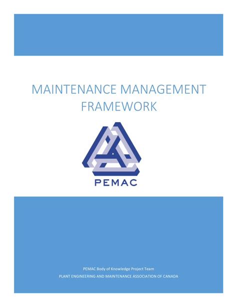 Pdf Maintenance Management Framework Maintenance Management