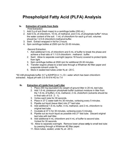 Phospholipid Fatty Acid Plfa Analysis