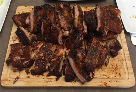 [homemade] Smoked Pork Side Ribs Slathered In A Tangy Sweet Homemade Bbq Sauce R Food