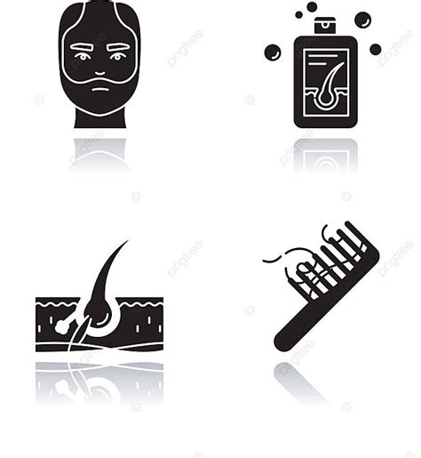 Icon Set For Male Hair Loss Treatment And Alopecia Vector Glyph Pack