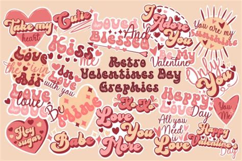 Retro Valentines Day Graphics Set Svg Cut File By Creative Fabrica