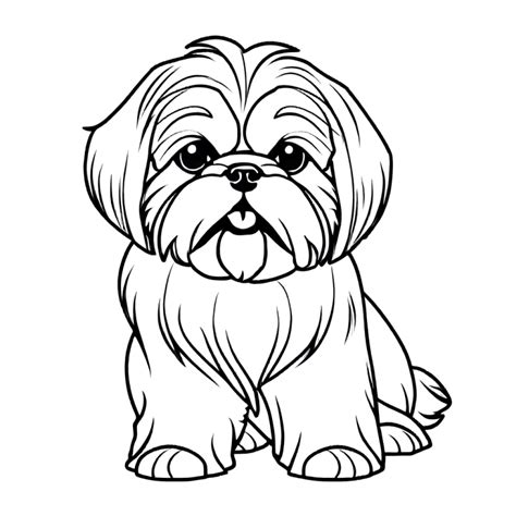 Happy Shih Tzu Outline Coloring Page Lulu Pages