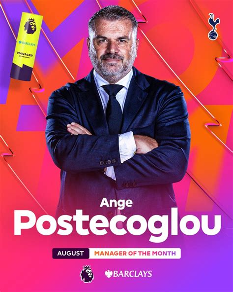 Official Ange Postecoglou Win Epl Manager Of The Month August 2023