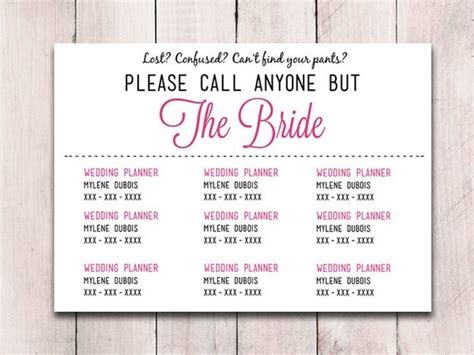 Please Call Anyone But the Bride Microsoft Word Wedding