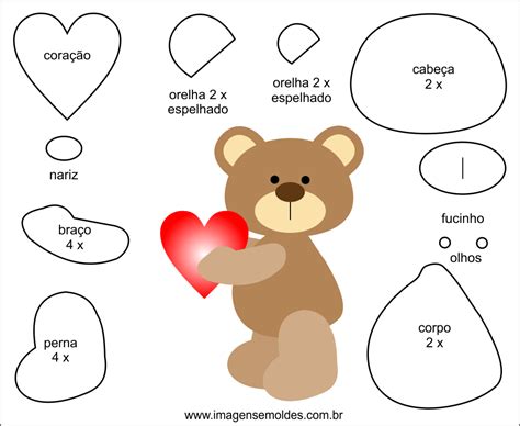 Molde De Ursinho Para Feltro Eva E Artesanato 6