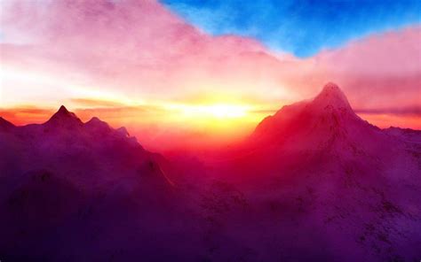 Incredible Mountain Sunset Horizon wallpaper | nature and landscape | Wallpaper Better