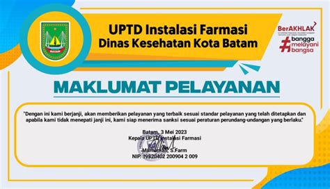 Maklumat Pelayanan Uptd Instalasi Farmasi Dinas Kesehatan Kota Batam