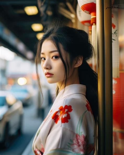 Premium Ai Image Captivating Urban Portrait Of A Young Japanese Woman