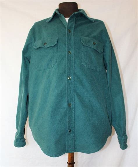 Vintage Mens Chamois Shirt Green Hudson Bay Clothing Etsy Chamois