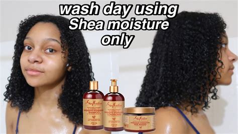 Natural Curly Hair Wash Day Routine Using Only Shea Moisture Products Youtube