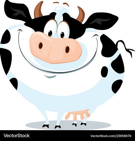 Cute fat cow farm animal cartoon Royalty Free Vector Image