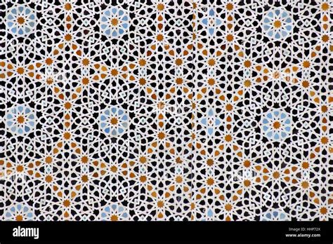 Islamic Ceramic Geometric Tile Mosaic Design On A Building In Fez