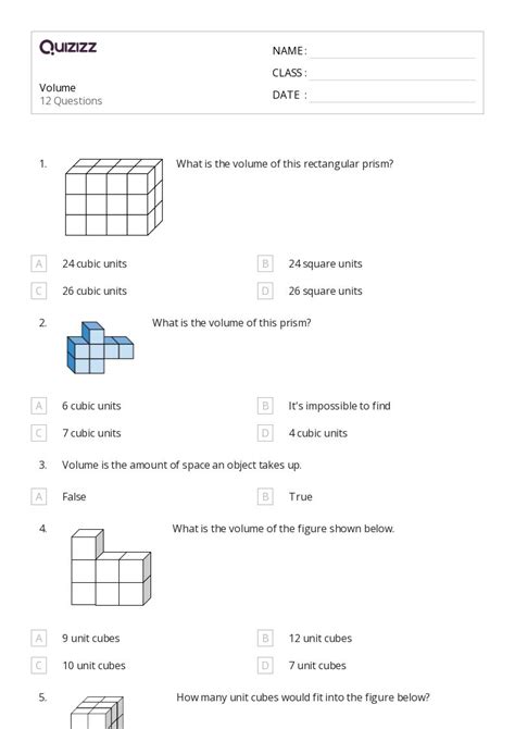 50 Volume Worksheets For 5th Grade On Quizizz Free And Printable